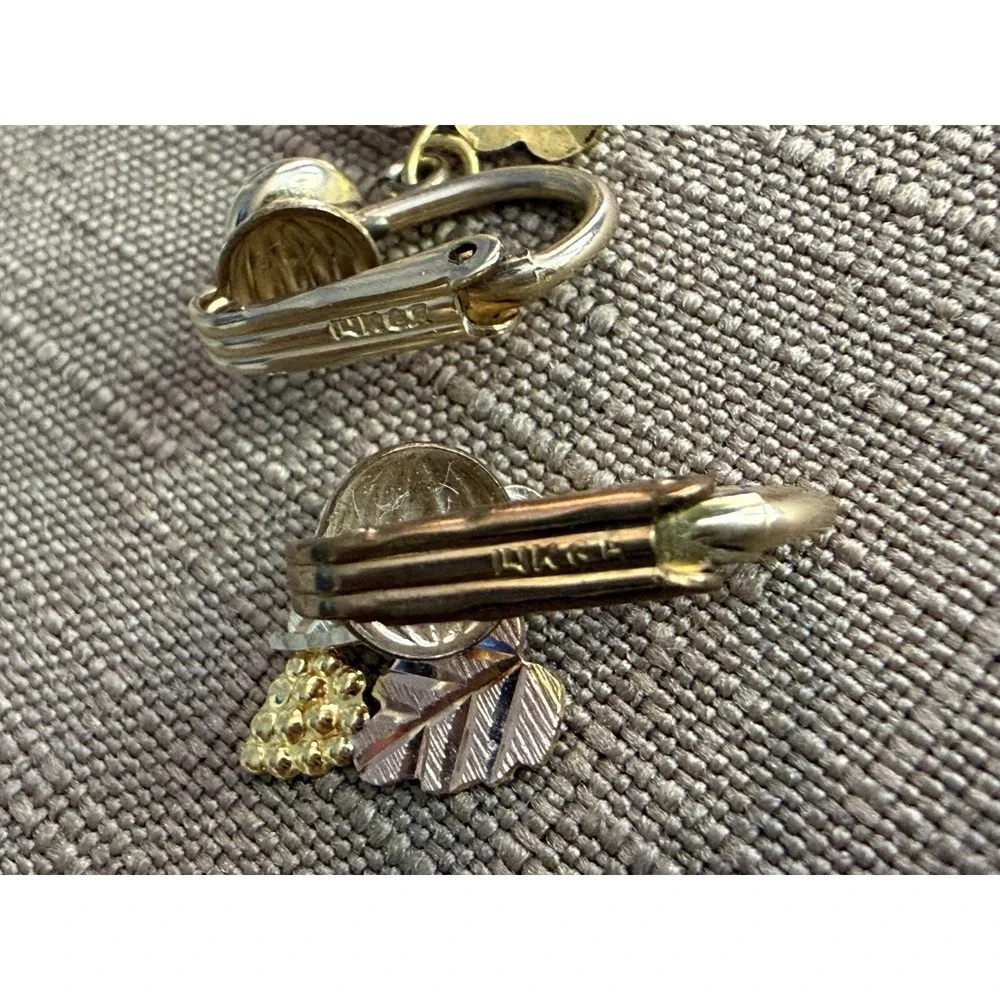 Black Hills Gold 3 Leaf Grape 14KGF And 10K Gold Clip On Earrings